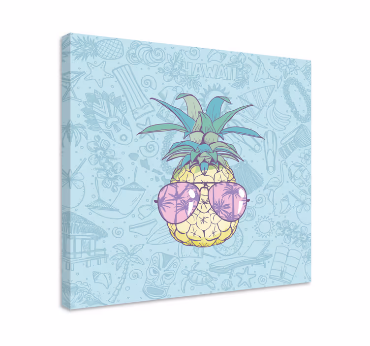 Meyveler kanvas tablo gözlüklü ananas - TenStickers