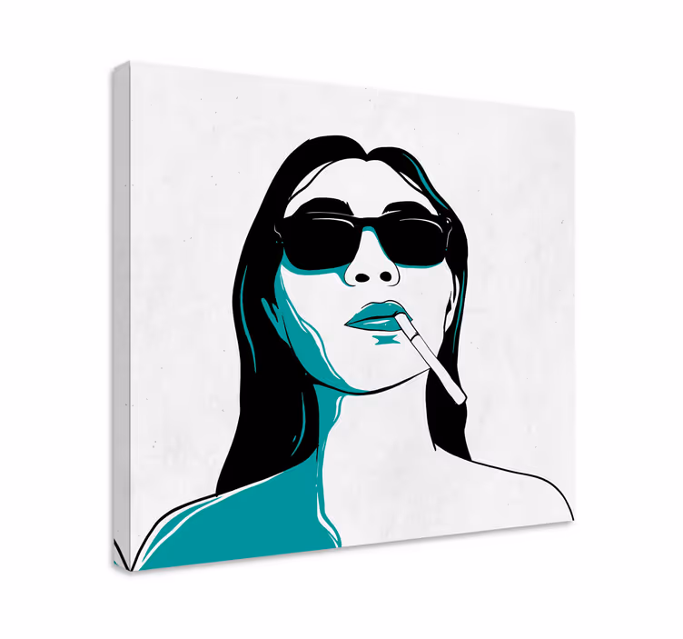 Kadın yüzü sigara modern tuval - TenStickers
