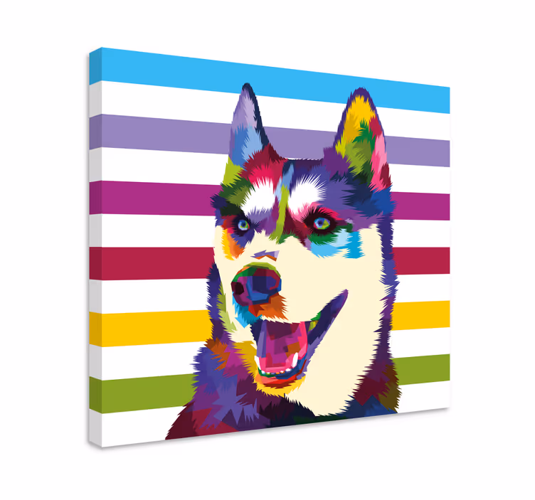 Köpek tablo renkli husky portresi - TenStickers