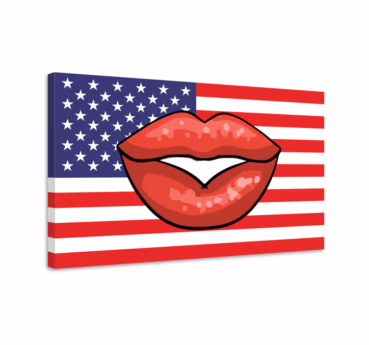 Amerikan bayrağı ve dudaklar pop art modern tuval - TenStickers