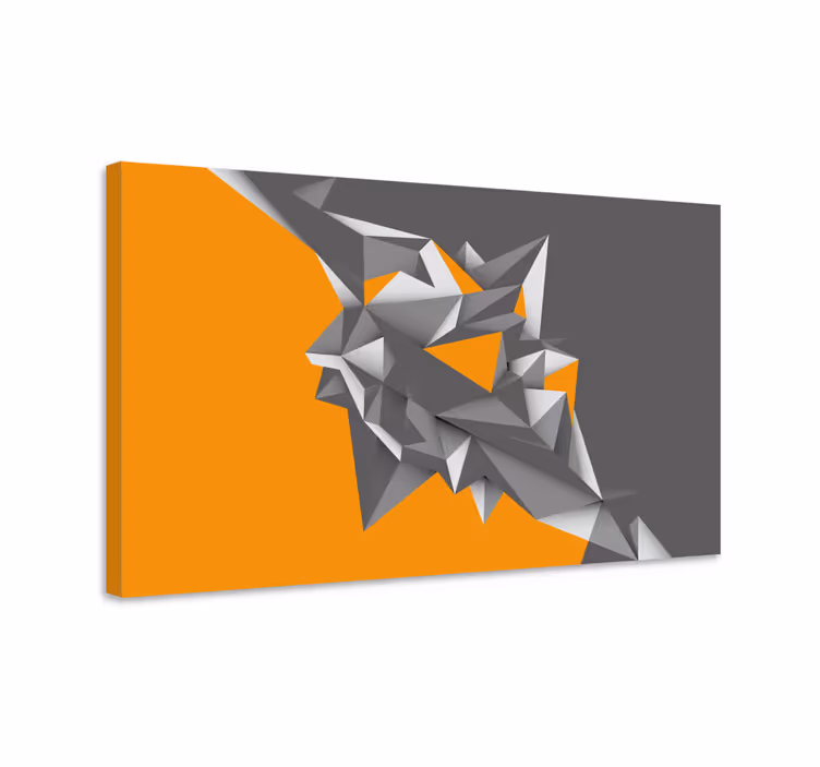 Gri ve turuncu geometrik 3d kanvas baskılar - TenStickers