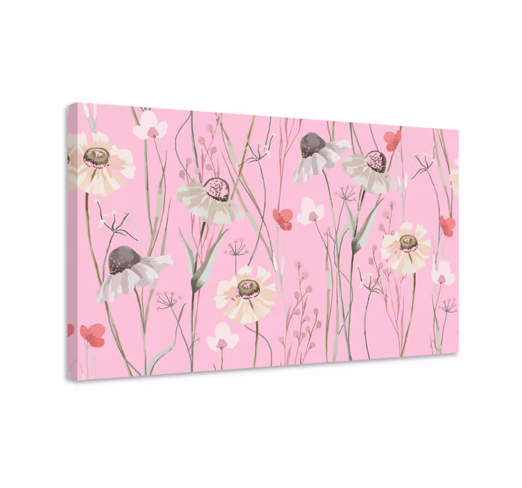 Pembe pastel renkler desen çiçek tuval - TenStickers
