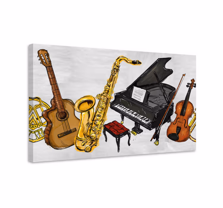 Müzik aletleri tuval boyama - TenStickers