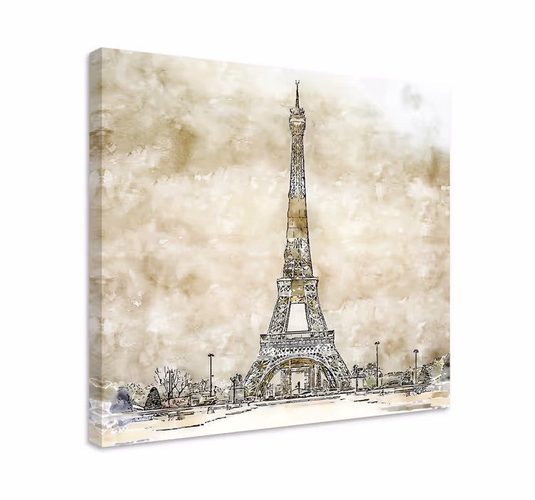 Şehirler ve Ülkeler kanvas tablo eiffel kulesi taslağı - TenStickers