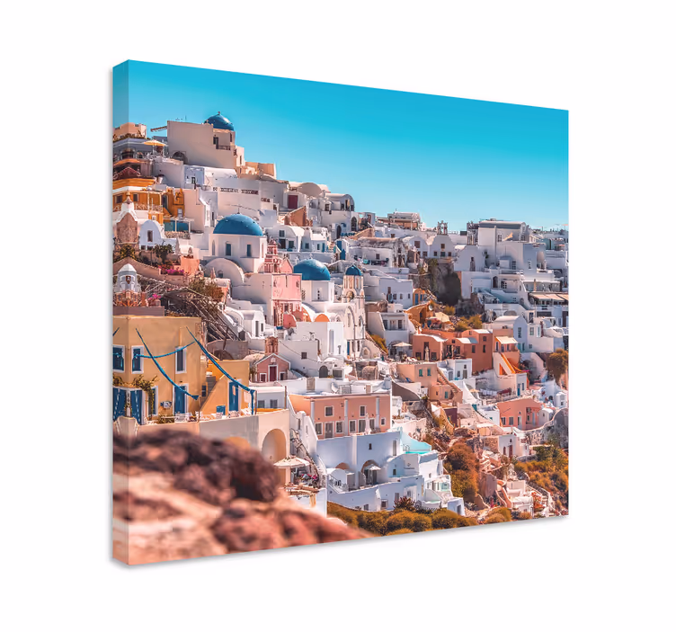 Şehirler ve Ülkeler kanvas tablo santorini manzarası - TenStickers