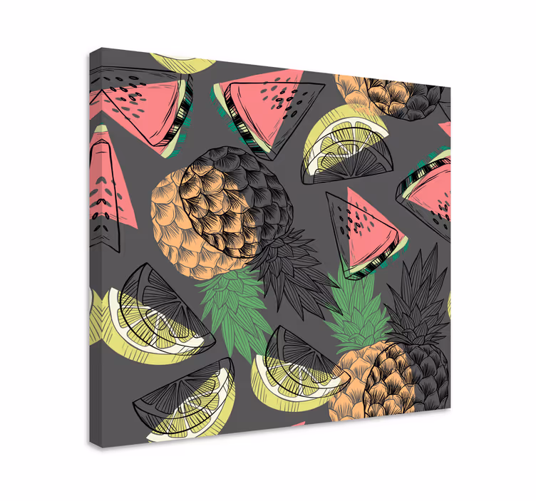 Meyveler kanvas tablo tropikal ananas motifi - TenStickers