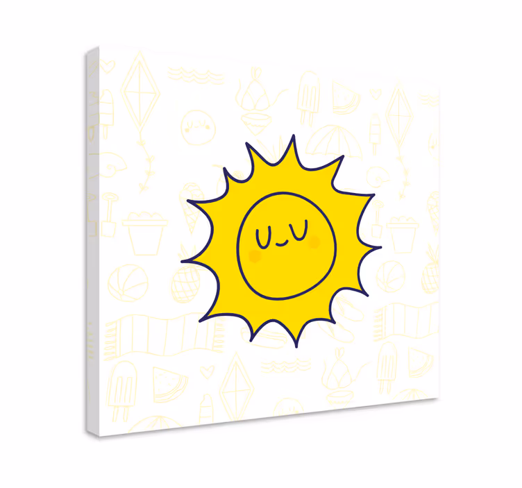 Basit elle çizilmiş güneş yatak odası duvar baskıları - TenStickers