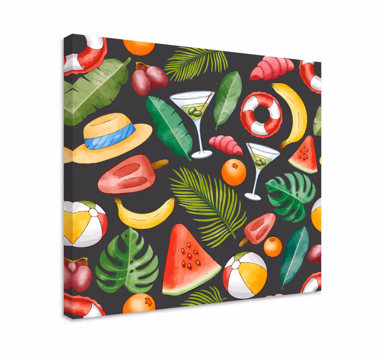 Meyve ve yaprak deseni modern tuval - TenStickers