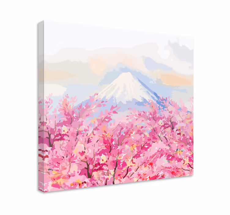 Fuji dağı ve kiraz çiçeği manzara tuvali - TenStickers