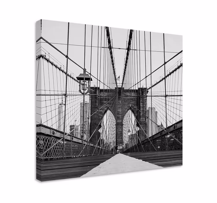 Siyah beyaz brooklyn köprüsü 3d kanvas baskı - TenStickers