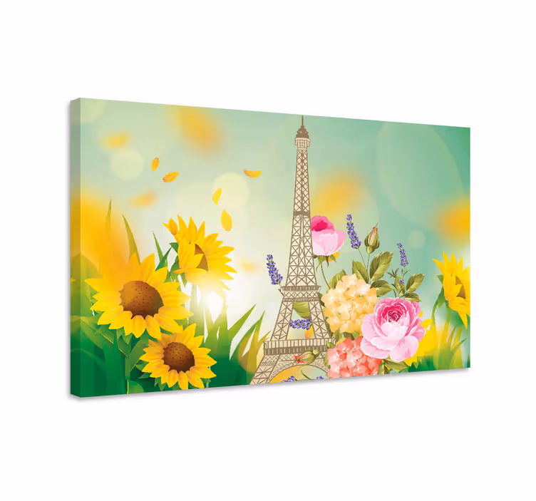 Çiçekler ve bitkiler kanvas tablo eiffel kulesi Çiçekli - TenStickers
