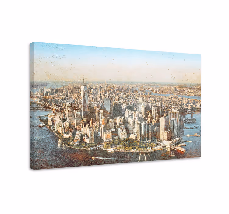 Şehirler ve Ülkeler kanvas tablo manhattan hava görünümü - TenStickers