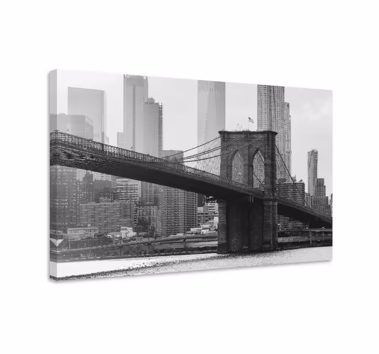 Siyah beyaz brooklyn şehri kanvas tabloları - TenStickers