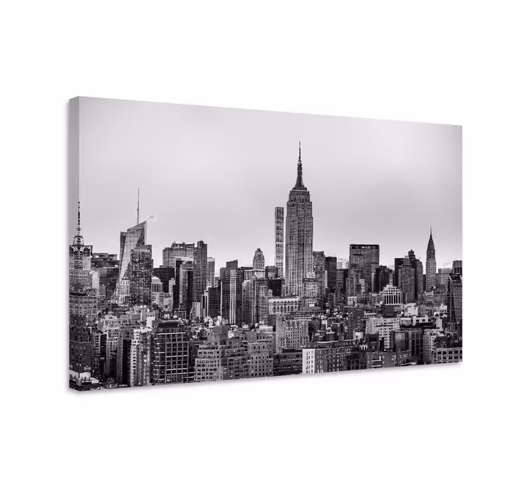 Detaylı new york silüeti şehir kanvas tabloları - TenStickers