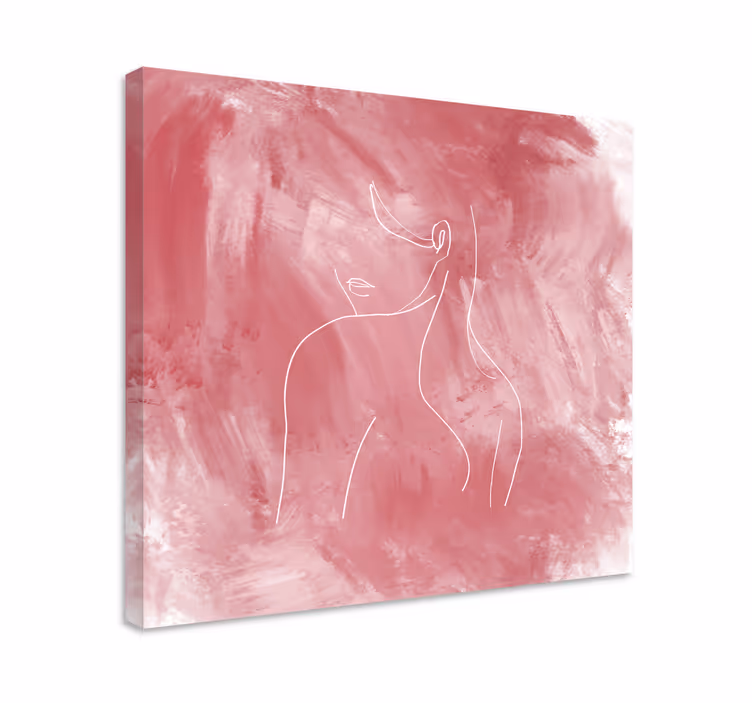 Kadın silueti pembe boya tuval sanat baskıları - TenStickers