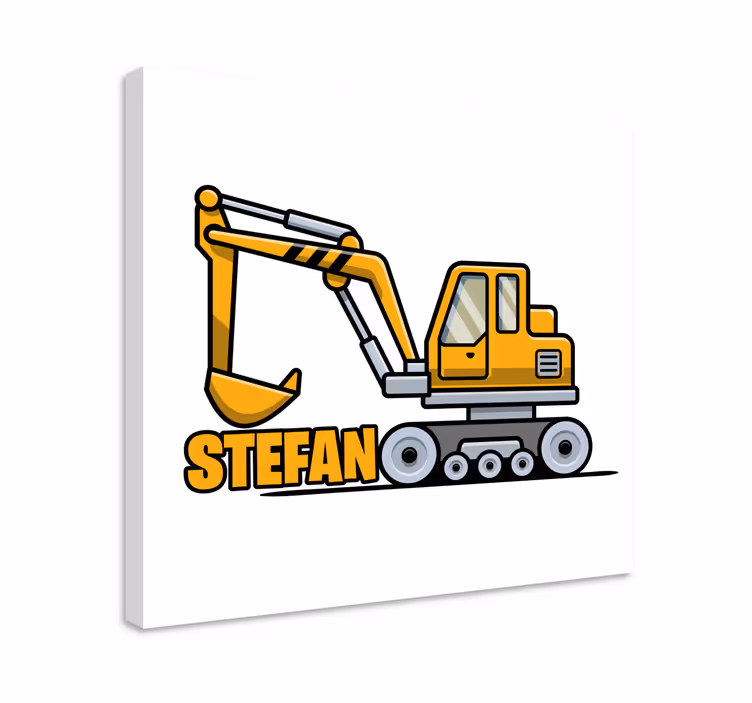 Metin içeren kanvas tablo ekskavatör makinesi tasarımı - TenStickers