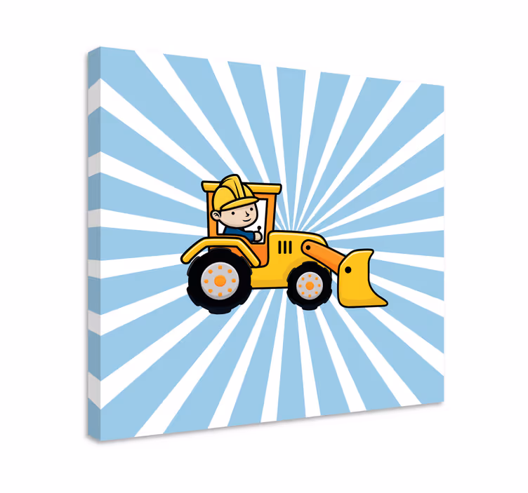 çizgi film ekskavatör çalışma kreş tuvali - TenStickers
