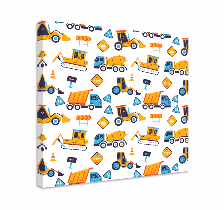Inşaat aracı eğlencesi çocuklar kanvas tablo - TenStickers