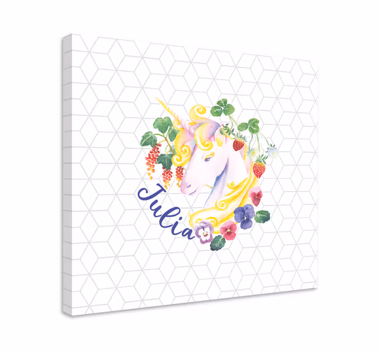 Tek boynuzlu at kanvas tablo çiçek düzenlemesi - TenStickers
