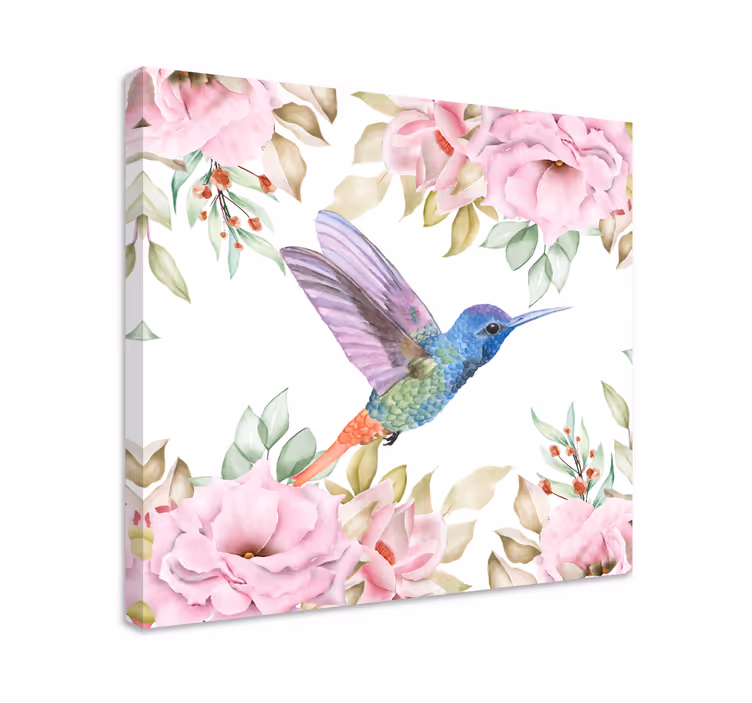 Kuş tablo - güller arasında sinekkuşu - TenStickers
