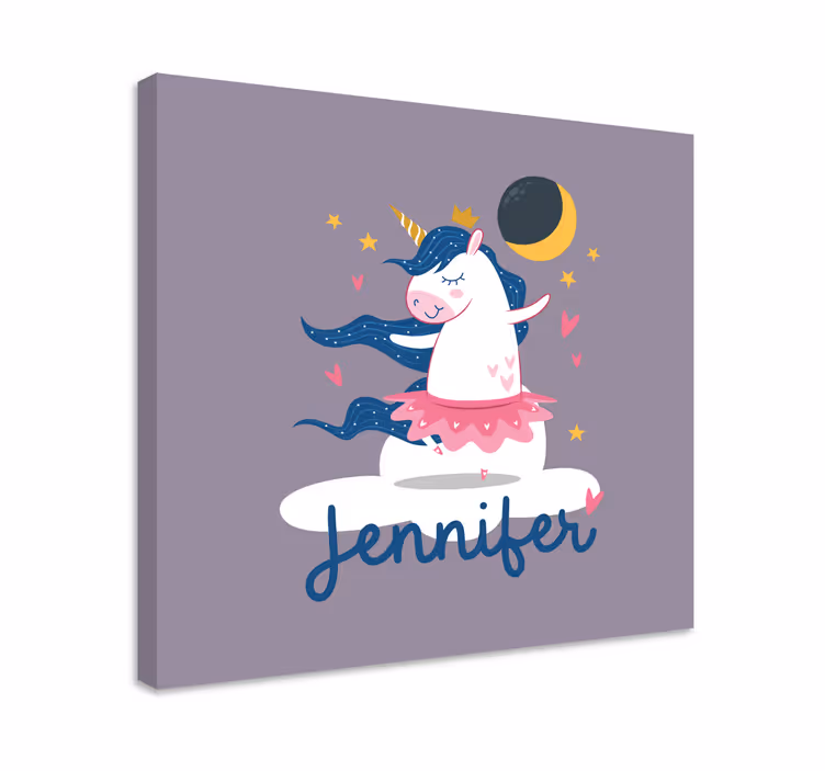 Dans eden tek boynuzlu at fantezisi dinozor kanvas tablo - TenStickers