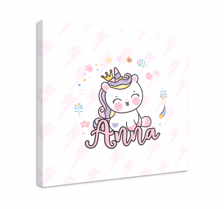 Güzel bebek tek boynuzlu at kişiselleştirilmiş tuval - TenStickers