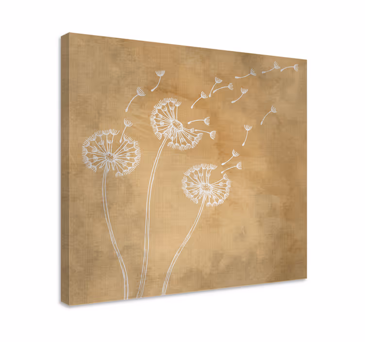 Çiçekler ve bitkiler kanvas tablo dandelion tohumları akışı - TenStickers