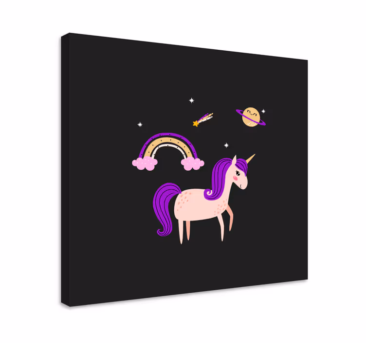 Tek boynuzlu at kanvas tablo sevimli unicorn rüyası - TenStickers