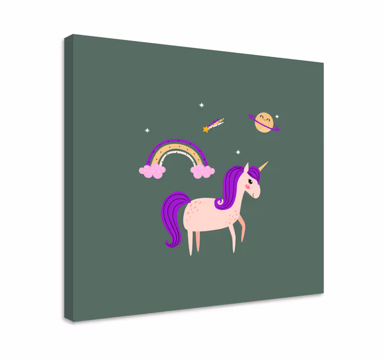 Tek boynuzlu at kanvas tablo hayalperest macera - TenStickers