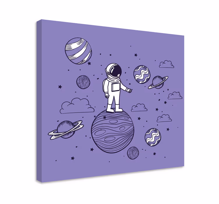Gezegenler yatak odası duvar baskıları ile astronot çizimi - TenStickers