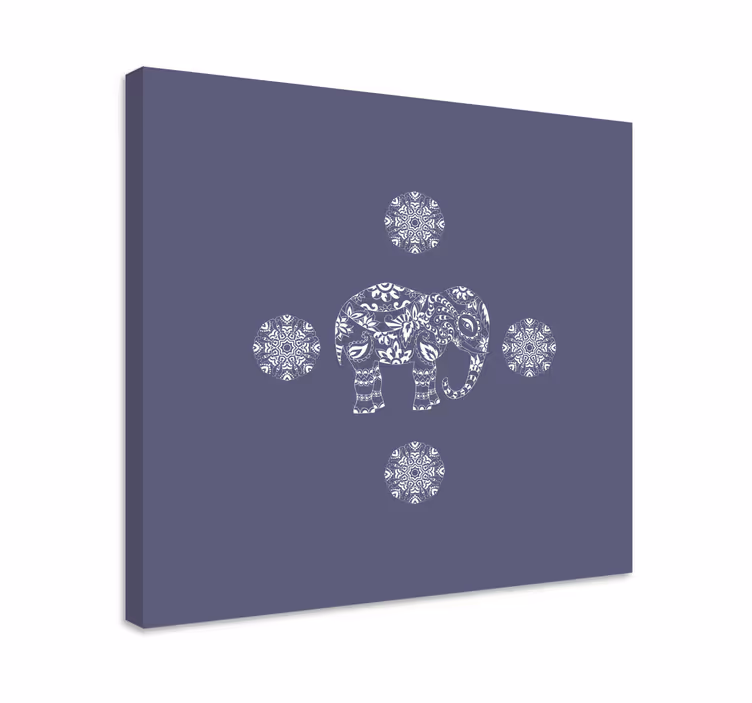 Beyaz mandala fil tuval - TenStickers