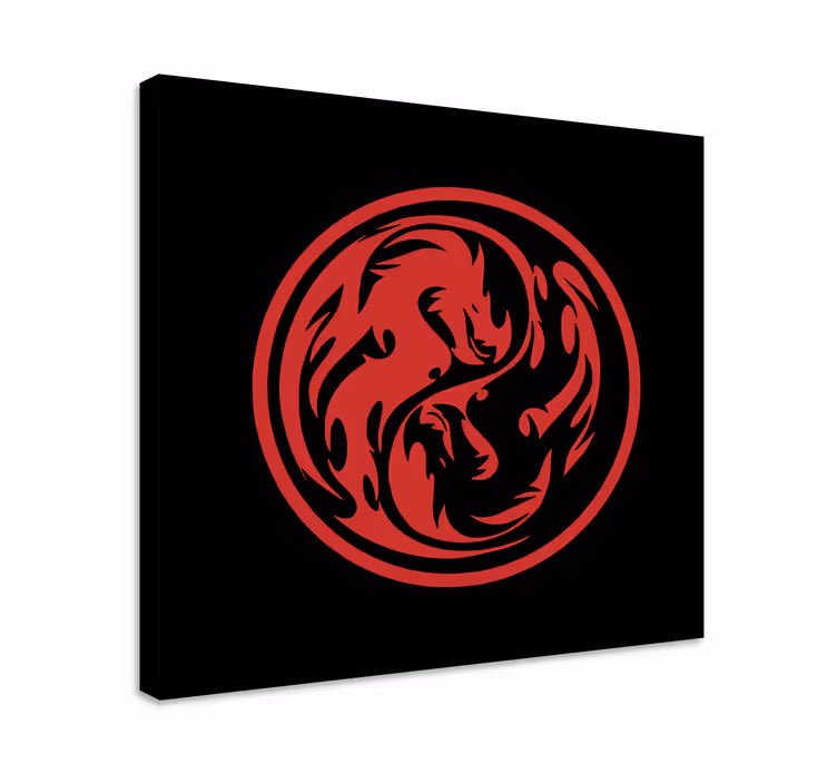 Siyah ve kırmızı ejderha yin yang duvar baskıları - TenStickers