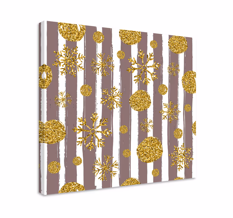 çizgili desen altın daireler noel tuval - TenStickers