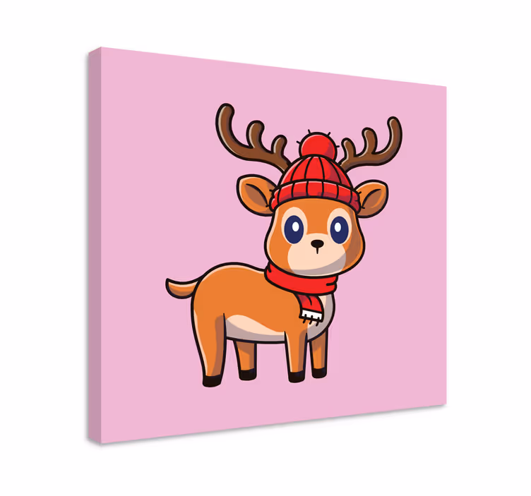 Bebek ren geyiği yılbaşı kanvas tabloları - TenStickers