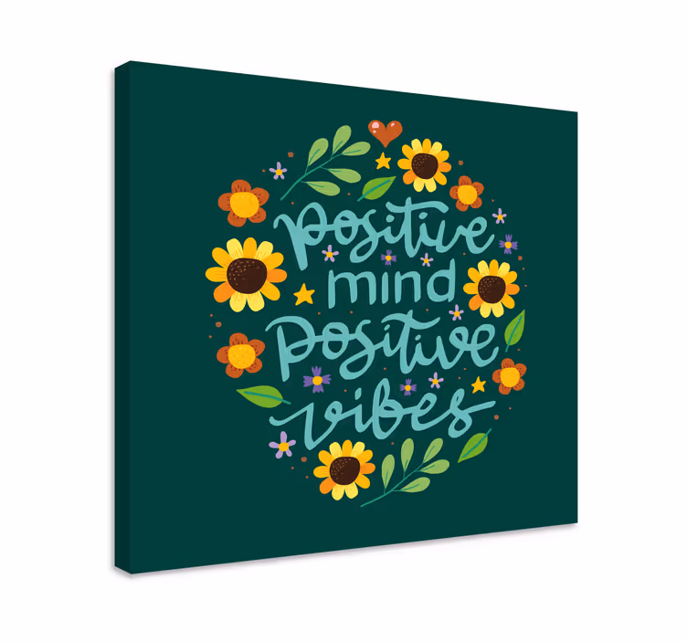çiçekler ve motivasyonel motivasyon tuvali - TenStickers