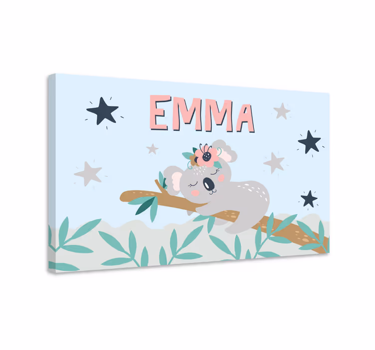 Kız için sevimli koala kişiselleştirilmiş tuval - TenStickers