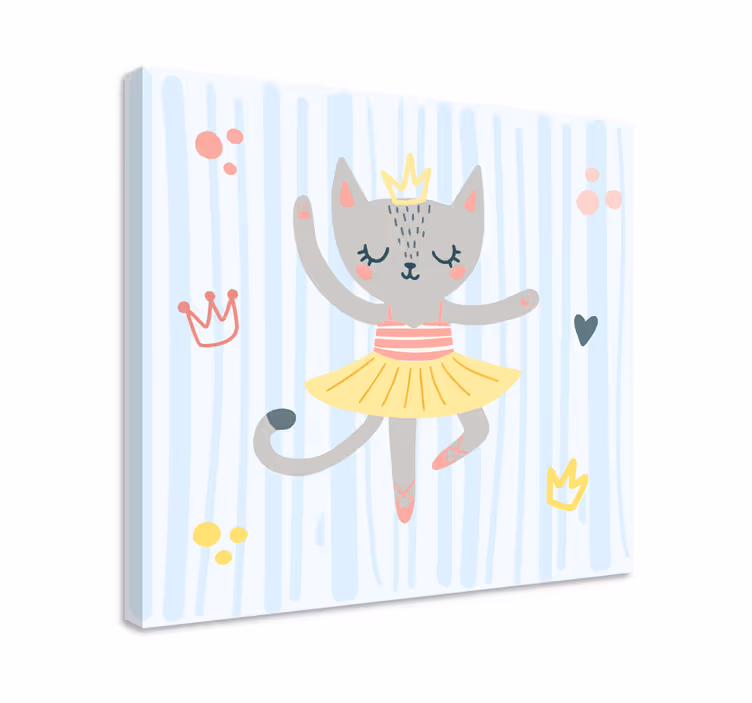Kedi balerin karikatür kreş tuval - TenStickers