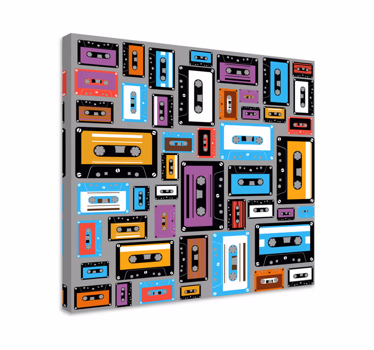 Retro 80'ler kaset desen retro tuval - TenStickers