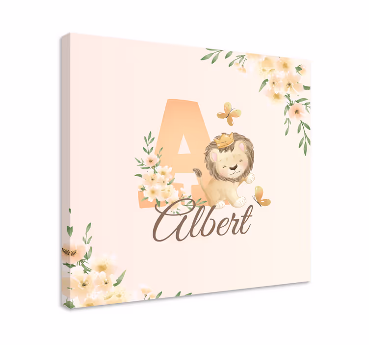 3 boyutlu tablo sevimli aslan ve Çiçekler - TenStickers