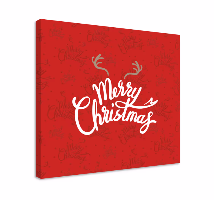 Ren geyiği boynuzlu kırmızı tasarım Noel günü kanvas tablo - TenStickers