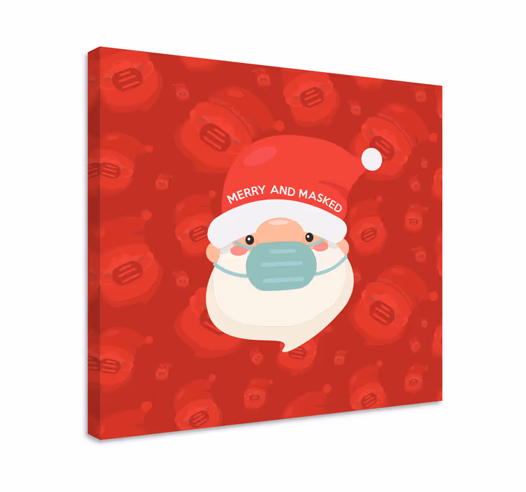 Abc ve harfler kanvas tablo - maskeli neşeli santa - TenStickers