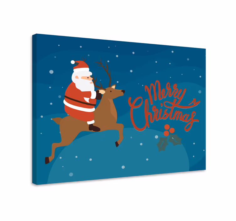 Noel baba ren geyiği noel kanvas tabloları - TenStickers