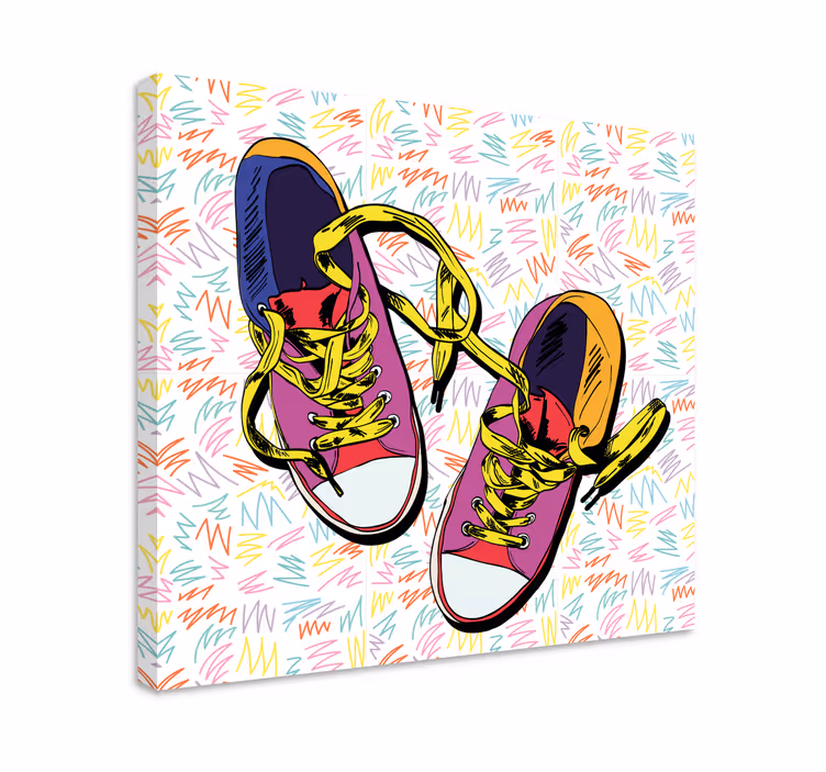Converse illüstrasyon 80'ler ayakkabı retro tuval - TenStickers