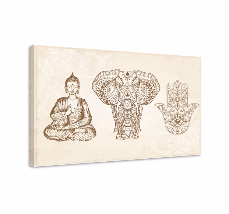 Buda hamsa el sembolü modern tuval - TenStickers