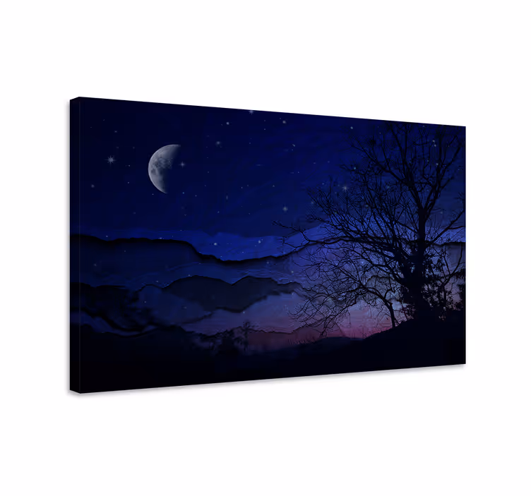Ay manzarası tuval ile gece manzarası - TenStickers