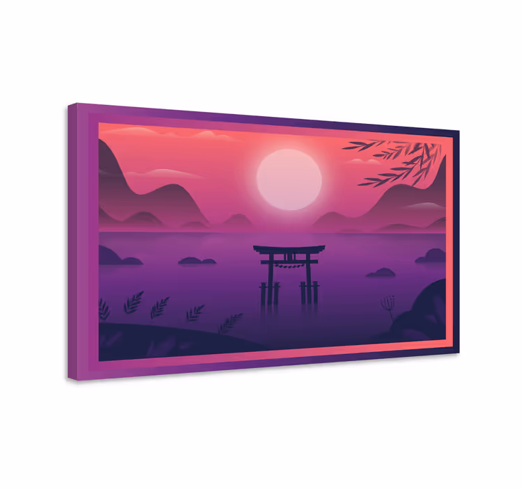Gün batımı torii kapısı oriental kanvas tablo - TenStickers