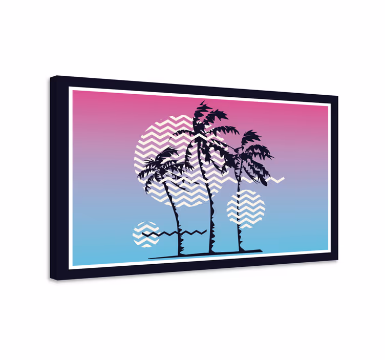 Retro gün batımı palmiye ağaçları retro tuval - TenStickers