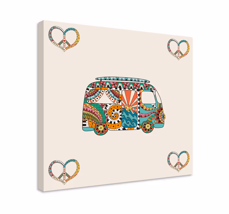 Vintage tablo renkli van deseni - TenStickers