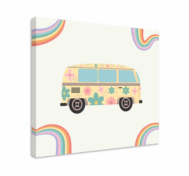 çiçekli retro minibüs tablo - TenStickers