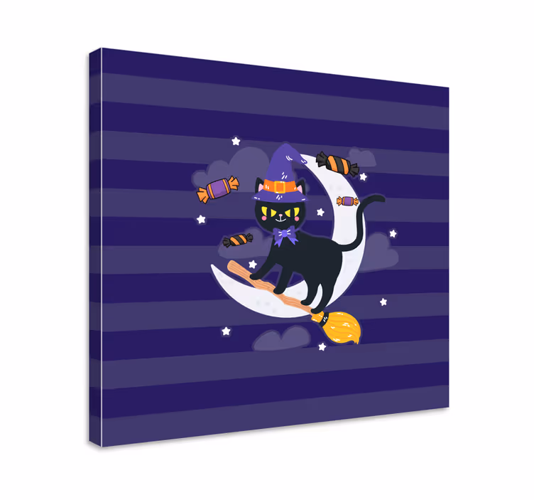 Kediler kanvas tablo siyah kedi cadısı - TenStickers
